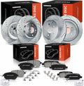 A-Premium Front and Rear Drilled and Slotted Disc Brake Rotors + Ceramic Pads Kit Compatible with Select Nissan & Infiniti Models - Murano 2003-2007/2009-2012, FX35/FX45 2003-2005, 12-PC Set