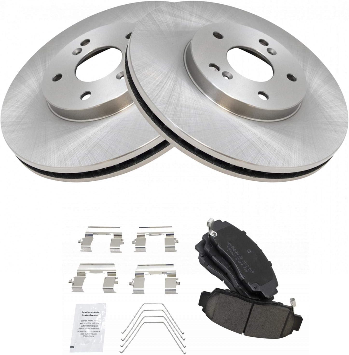 TRQ Front Brake Pad and Rotor Set Ceramic Vented Rotors Compatible with 2011-2014 Acura TSX 2011-2012 Honda Accord