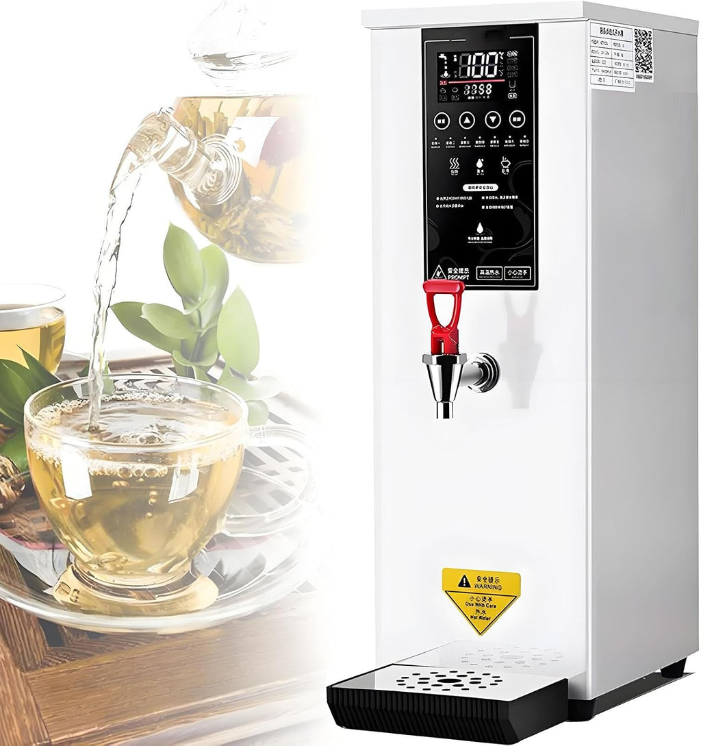 Commercial Hot Water Dispenser,Step-Heating Electric Water Boiler with 86-212℉ Adjustable Temperature,Automatic Boiling Water Machine Instant Heating for Coffee Milk Tea Shop White
