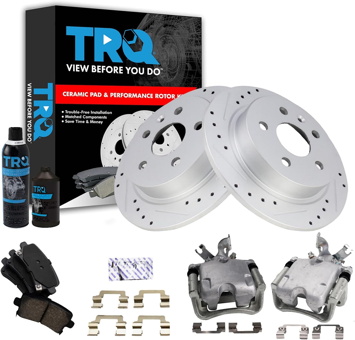 TRQ Performance Rear Brake Pad & Rotor Kit Compatible with 2011-2016 Buick 2013 Chevrolet