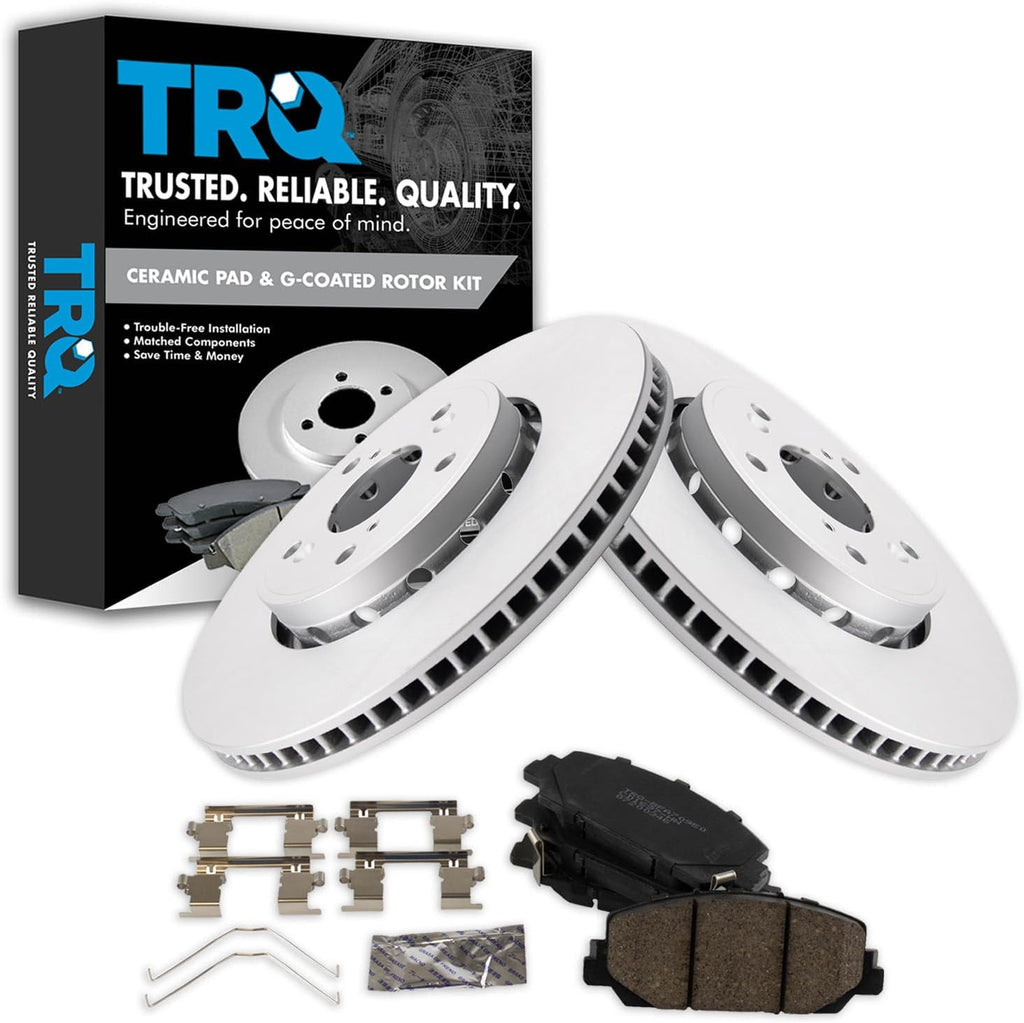 TRQ Front Brake Pad and Rotor Set Ceramic Coated Vented Rotors Compatible with 2016 Acura ILX 2013-2018 RDX