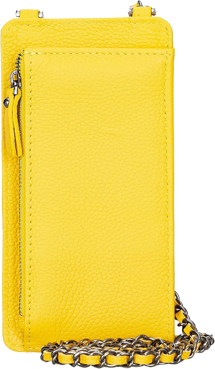 Crossbody Women Wallet fits iPhone 16 Pro MAX / 17 Pro MAX and All Mobile Devices up to 6.9' - Zippered Women Purse, Shoulder Bag with Card Holder, Pocket & Chain Strap, Trendy (Mikado)