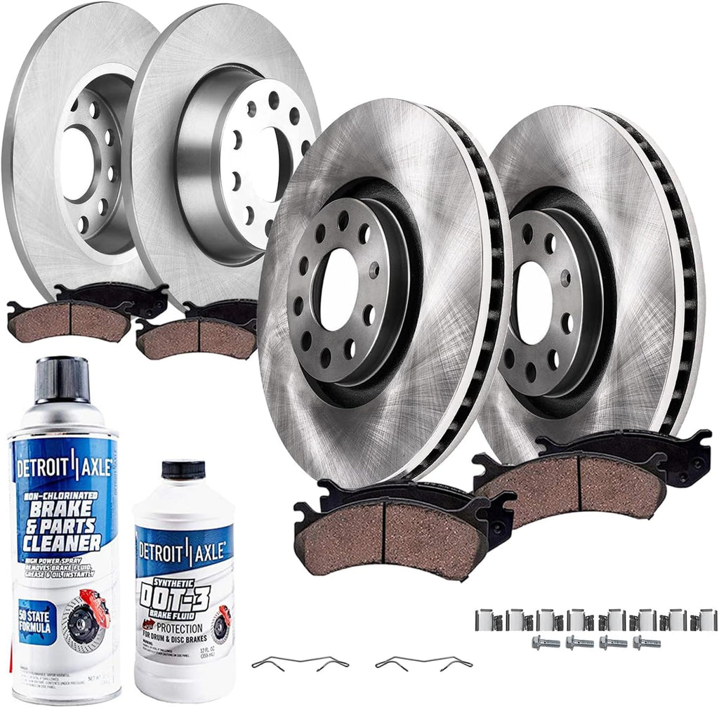 Detroit Axle - Brake Kit for 11-12 Audi A3 [Base], 11-13 A3 Quattro, 2010 Volkswagen Jetta, 12.28' inch Front and 11.10' inch Rear Disc Brake Rotors Ceramic Brakes Pads 2011 2012 2013 Replacement