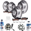 Detroit Axle - Wheel Bearing Hubs Brake Kit for 1999-2004 Ford F-250 F-350 Super Duty 2000-2002 Excursion Front Rear Brake Rotors Brakes Pads Front Wheel Bearing Hubs Replacement : 13.03' inch Rotor