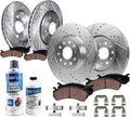 Detroit Axle - Brake Kit for 2016 2017 Cadillac CT6, Drilled and Slotted Disc Brake Rotors Ceramic Brakes Pads with Hardware Replacement: 13.60' inch Front and 12.40' inch Rear Rotor