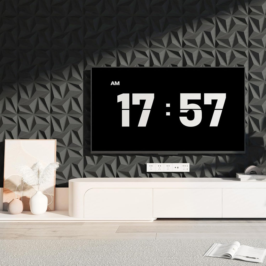Art3d 3D Wall Panels 100 Pack, 11.8' x 11.8' (97 Sq.ft) PVC Wall Panels - Glue Up Panels Wall Decor for Living Room, Bedroom, Office, Black