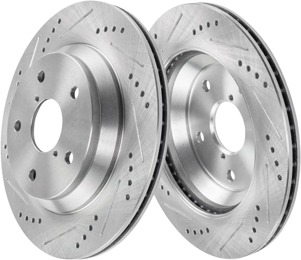 Detroit Axle - 10pc Brake Kit for 2019-2023 Subaru Crosstrek, 2020 2021 2022 Drilled and Slotted Disc Brake Rotors Ceramic Brakes Pads Replacement: 11.56' inch Front and 11.22' inch Rear Rotor
