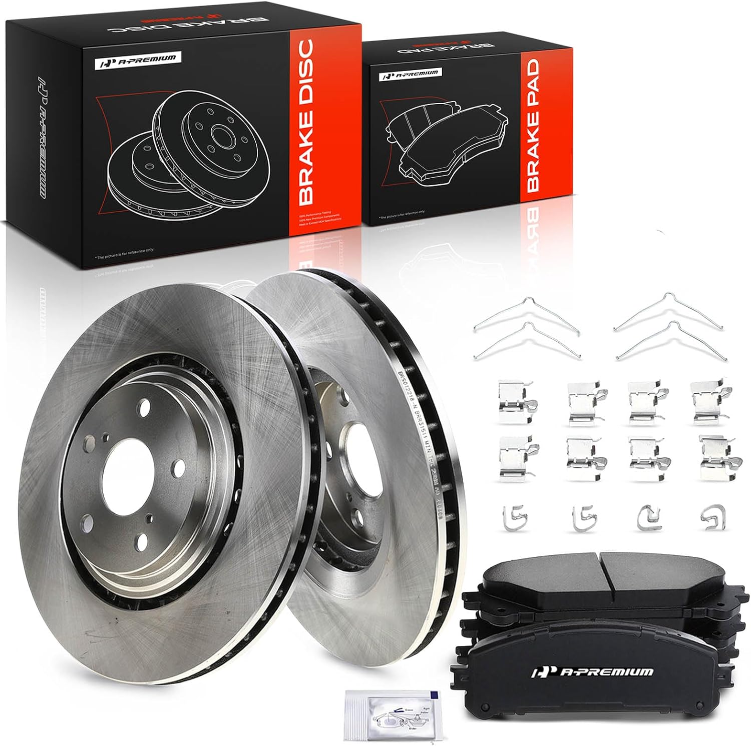 A-Premium 12.91 inch (327.91mm) Front Vented Disc Brake Rotors + Ceramic Pads Kit Compatible with Select Lexus and Toyota Models - NX200t, NX300, NX300h, RX350, RX450h, Highlander, Sienna, 6-PC Set