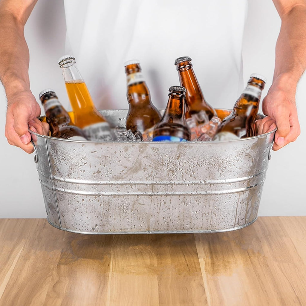 Ice Buckets Indoor Outdoor Ice Bucket Galvanized Beverage Tubs Insulated Drink Tub 15 Liter Large Drink and Wine Chiller Cold Beer Galvanized Beverage Ice Tubs for Home Parties Insulated Ice Bucket