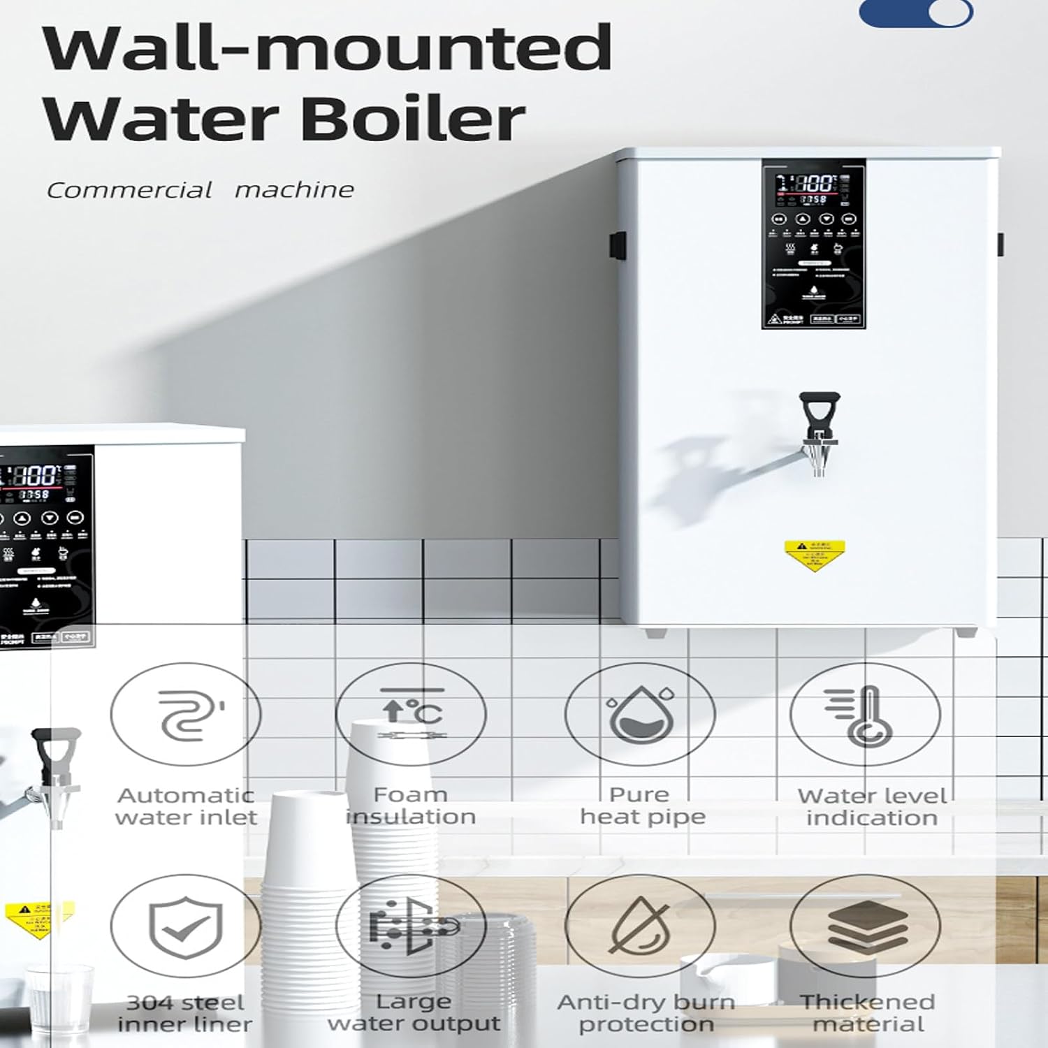Hot water dispenser 2500W commercial Kettle Combination Automatic Water Boilers Warmers With LCD Display Step-Heating Hot Water Dispenser Countertop,50L