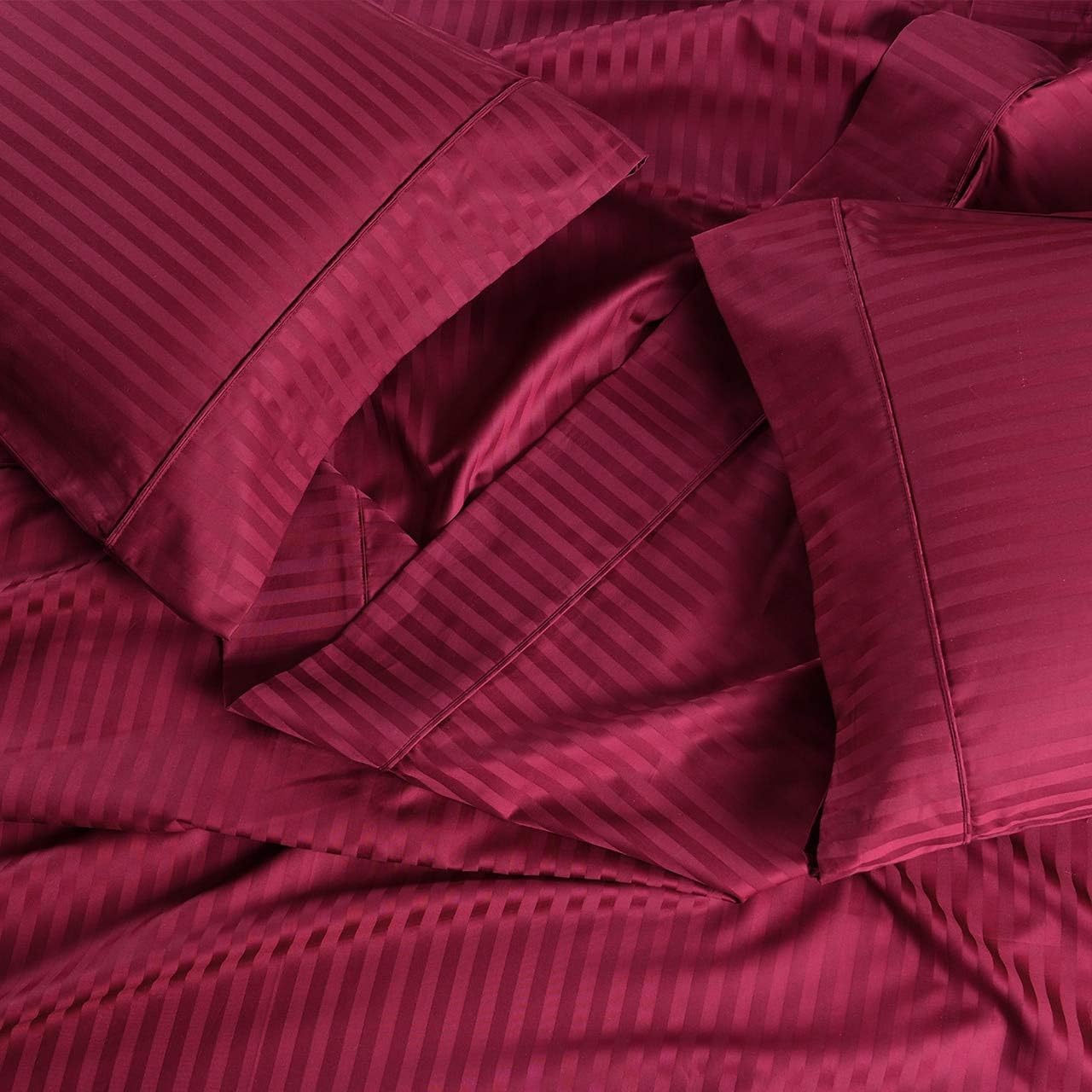 Royal Hotel Bedding Stripe Sheets - Top Split-King: Adjustable King Bed Sheets - 4PC Bed Sheet Set - 100% Cotton - 600 Thread Count - Deep Pocket, Top Split King, Black