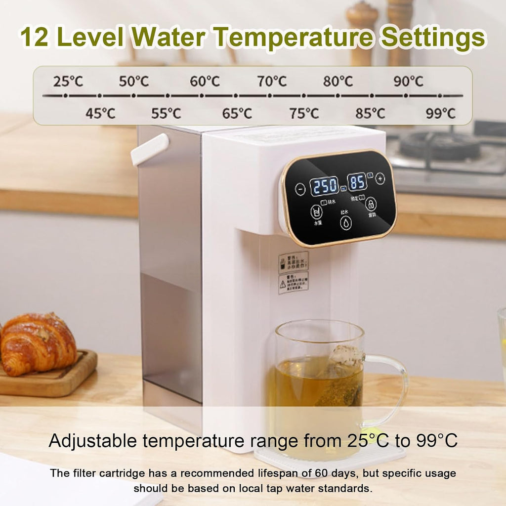 Hot Water Dispenser Countertop, Portable 2000W Fast Heating Water Boiler with 3L Detachable Water Tank, 12 Temp Settings, 8 Volume Control & Safety Lock, for Home, Office, Travel