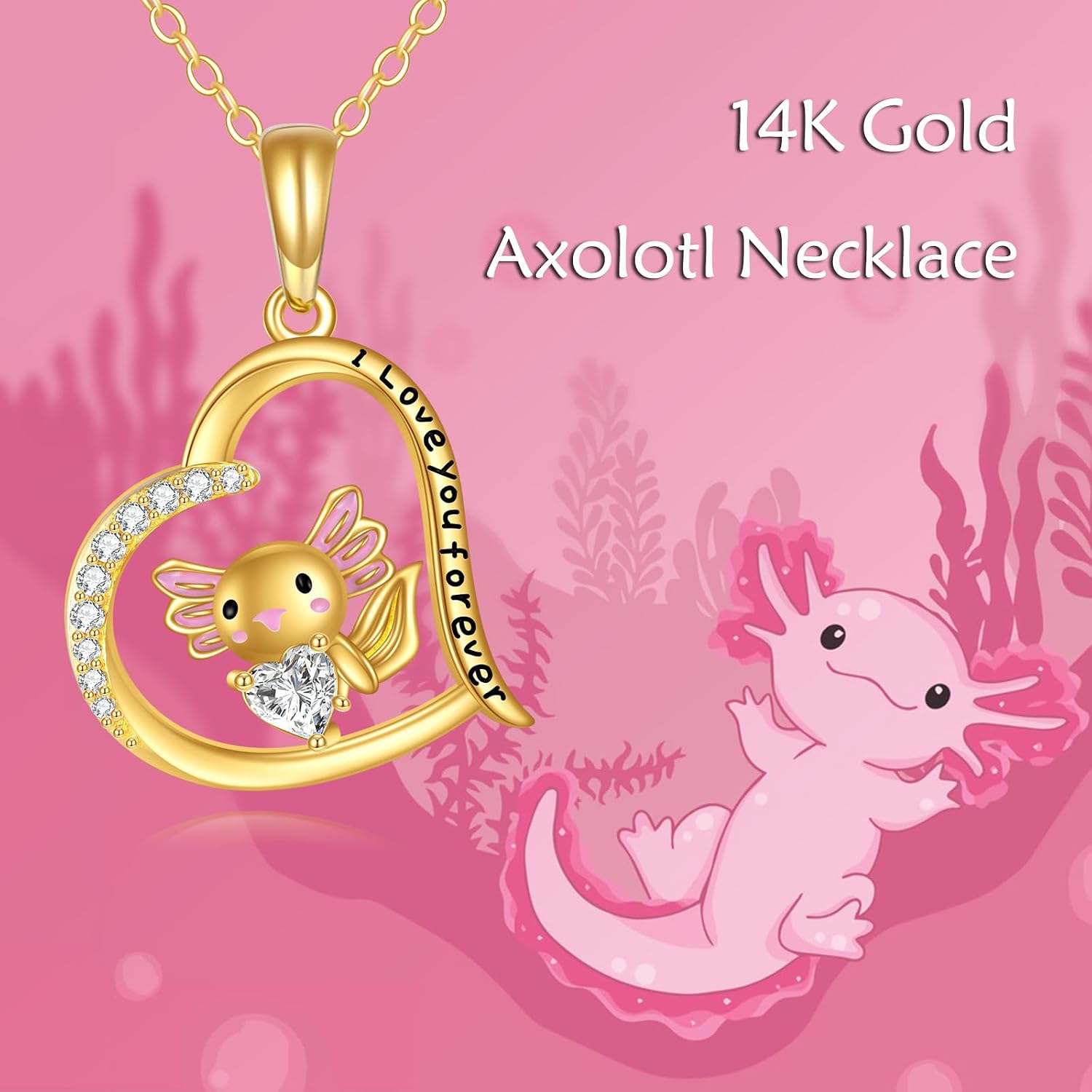 KECHO Christmas Gifts 14k Solid Gold Animals Necklace for Women Giraffe Bee Elephant Ladybug Koala Axolotl Horse Unicorn Cat Necklaces Pendant Jewelry Mothers Day Birthday for Mom Wife Friends
