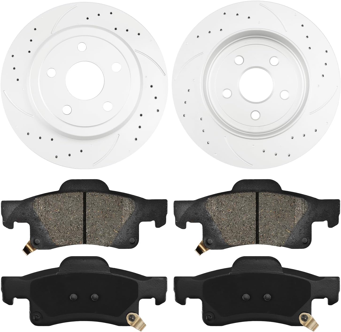 KAX Rear Brake Kit, Drilled and Slotted Brake Rotors, Ceramic Brake Pads | Fits Jeep Grand Cherokee 2011-2020, Dodge Durango 2011-2020, Automotive Replacement Brake Kit