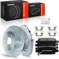 A-Premium 12.13 inch (308mm) Rear Drilled and Slotted Disc Brake Rotors + Ceramic Pads Kit Compatible with Nissan & Infiniti Models - M35/M45, Q40, Maxima, EX35, EX37, G25, G35, G37, QX50, 350Z, 370Z