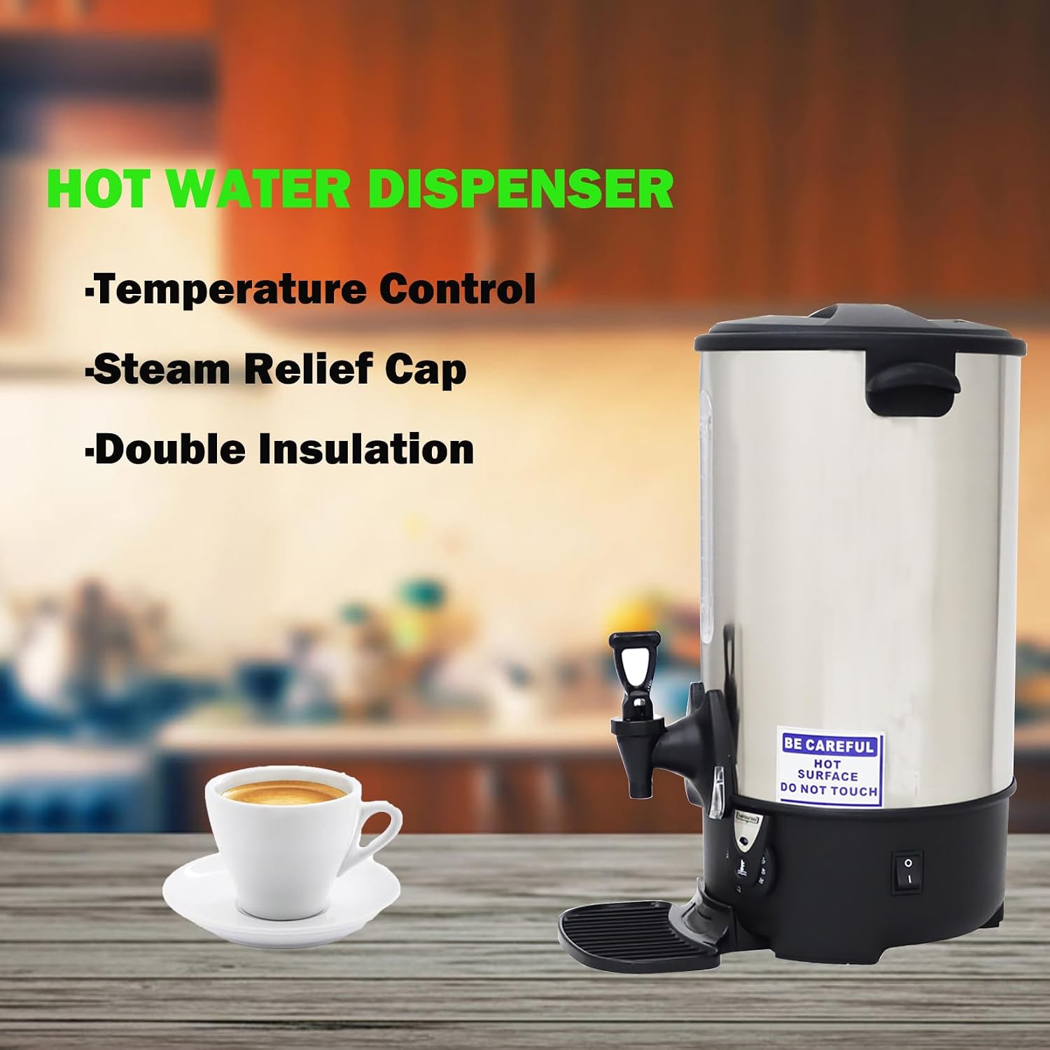 110V Stainless Steel Large Capacity Hot Water Dispenser Commercial Electric Water Boiler Office Kitchen Electric Kettle 23L
