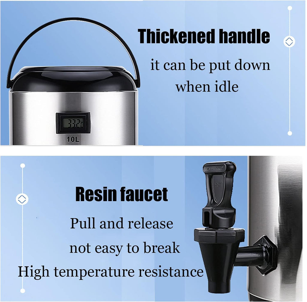 Drink Dispenser Hot Water Dispenser with Tap and Stand, Commercial Thermal Beverage Dispenser for Home Party Buffe Hot Water Coffee Milk Juice Keep Warm for 6-8 Hours for Parties