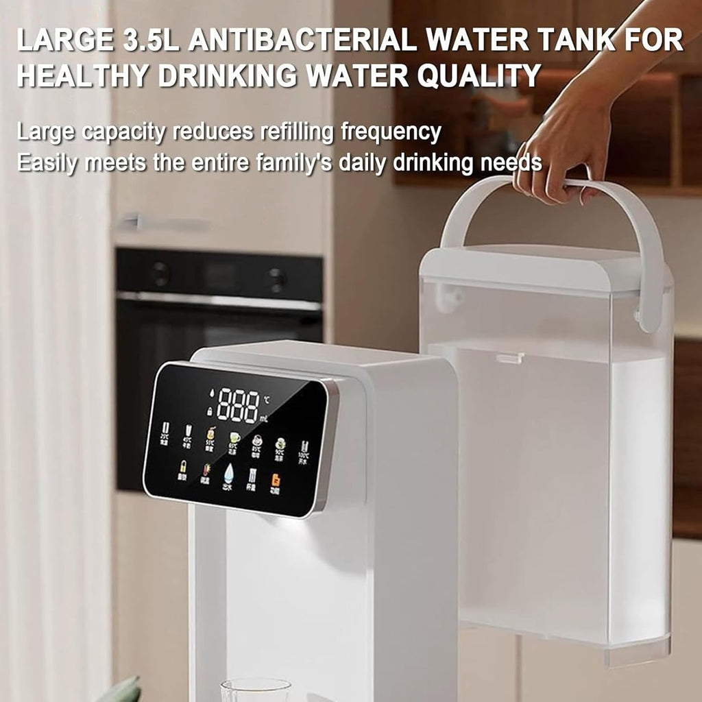 Countertop Hot Water Dispenser, Instant Water Dispenser with Carry Handle and 3.5L Removable Water Tank, 6 Temp Settings & 8 Levels of Water Output, 5-Tier Filtration, for Homes Offices Schools