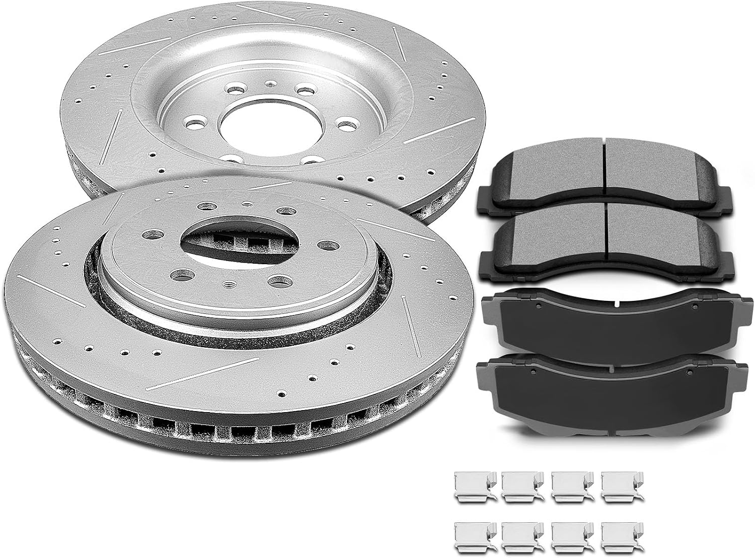 SCITOO - Brake Kits For Ford For Expedition 2010-2021,For F-150 2010-2020,For Lincoln For Navigator 2010-2021 Front Drilled Slotted Brake Rotors and Semi Metallic Brakes Pads Replacement: 54153;D1414