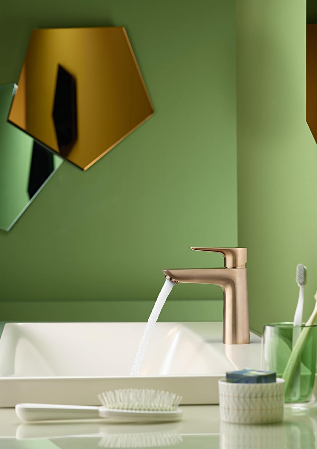 hansgrohe Talis E Modern Easy Install Easy Clean 1-Handle 1-Hole 6-inch Tall Bathroom Sink Faucet in Brushed Bronze, 71710141