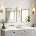 USHOWER Brushed Nickel Bathroom Mirrors 22'x30' 2 Pack, Silver Rectangle Mirrors for Over Sink, Rounded Corner, Aluminum Frame, Anti-Rust, Tempered Glass, Horizontal or Vertical Mounted