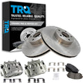 TRQ Front Brake Pad and Rotor Set Ceramic Vented Rotors Calipers Compatible with 2003-2008 Subaru Forester 2003-2005 Impreza Outback 2002-2005 Legacy 2003-2006 Baja 2005-2006 Saab 9-2X