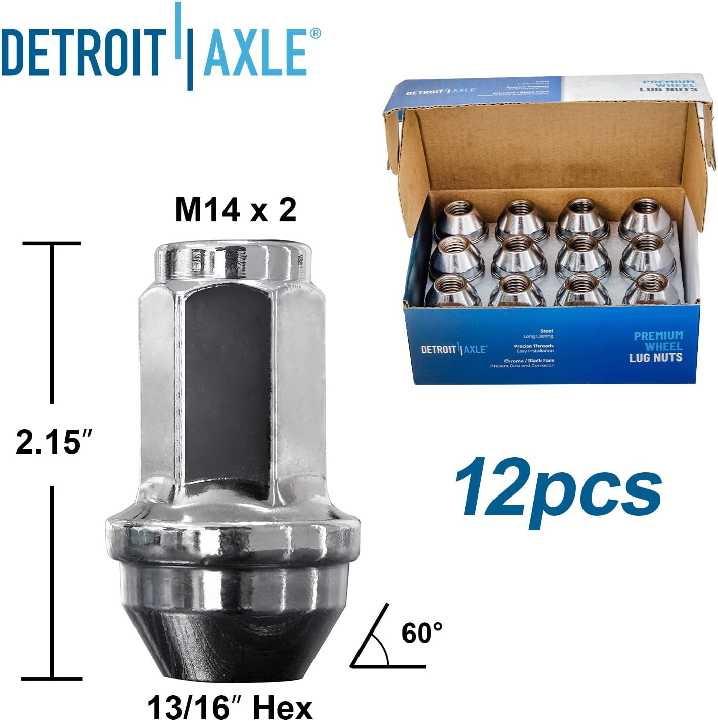 Detroit Axle - 4WD Front Brake Kit for 04-08 Ford F-150 06-08 Lincoln Mark LT [6 Lugs], Drilled & Slotted Disc Brake Rotors Ceramic Brake Pads Wheel Lug Nuts 2005 2006 2007 Replacement