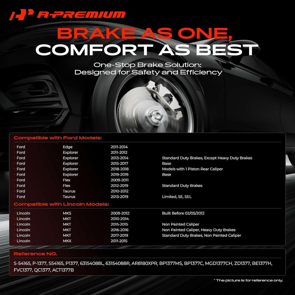 A-Premium 12.99 inch(330mm) Rear Drilled and Slotted Disc Brake Rotors+Ceramic Pads Kit Compatible with Ford & Lincoln Models - Edge/MKX 2011-2012, Explorer 12-19, Flex 09-19, MKS 09-12, Taurus 10-19