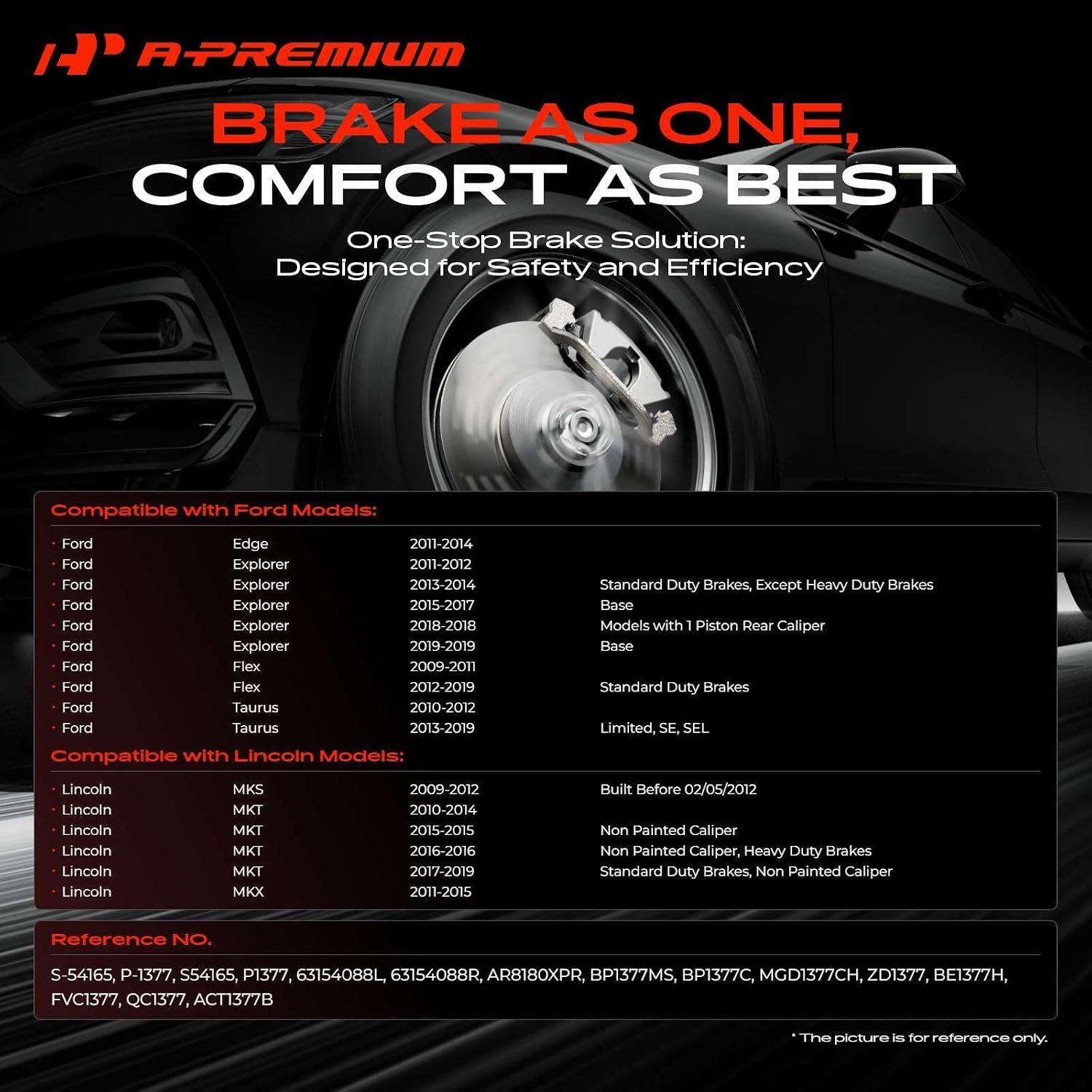 A-Premium 12.99 inch(330mm) Rear Drilled and Slotted Disc Brake Rotors+Ceramic Pads Kit Compatible with Ford & Lincoln Models - Edge/MKX 2011-2012, Explorer 12-19, Flex 09-19, MKS 09-12, Taurus 10-19
