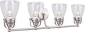 Aspen Creative 62100, Four-Light Metal Bathroom Vanity Wall Light Fixture, 32 1/2' Wide, Transitional Design in Brushed Nickel with Clear Seedy Glass Shade