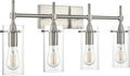 Linea di Liara Effimero Modern Farmhouse Bathroom Vanity Lights Fixtures 4 Lights Over Mirror Brushed Nickel Vanity Lights For Bathroom Light Fixtures Industrial Lighting Clear Glass Covers, UL Listed