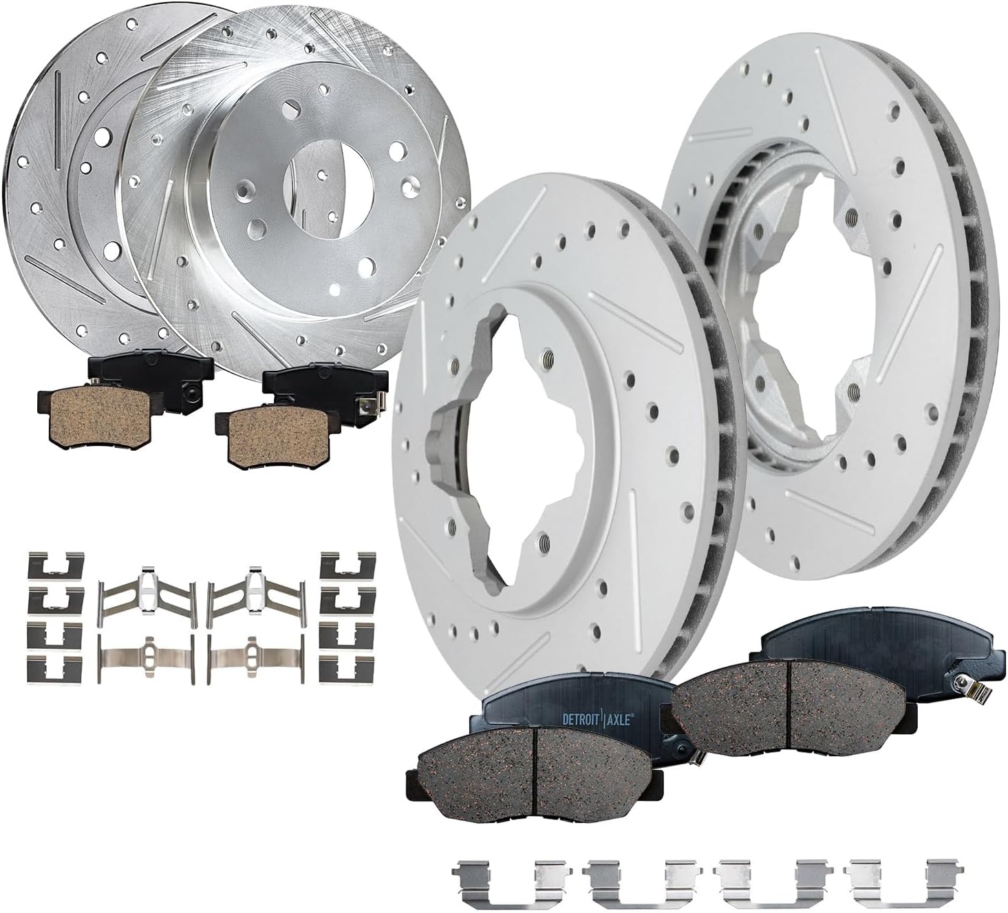 Detroit Axle - Brake Kit for Acura 1997 CL, 1991-1997 Honda Accord Drilled and Slotted Disc Brake Rotors Ceramic Brakes Pads Replacement: 10.24' inch Front and Rear Brake Rotors