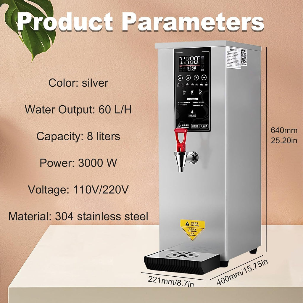 3000W Hot Water Dispenser, Electric Water Boiler with Triple-Layer Thermal Insulation, 304 Stainless Steel Liner for Home and Office
