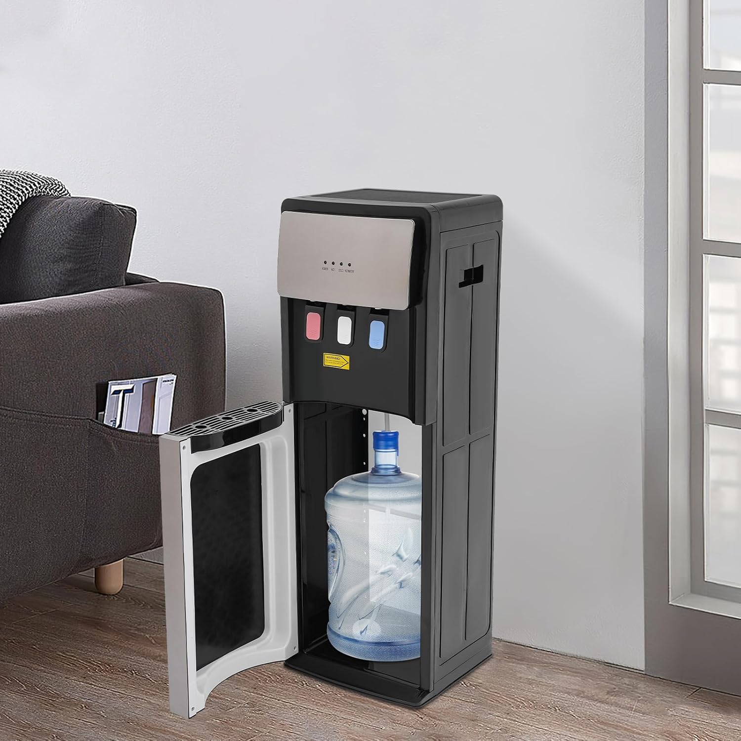 Bottom Loading Water Cooler Dispenser, Hot & Cold Water Cooler Countertop Electric Hot and Cold Water Dispenser with 3 Temperature Settings for Home, Office, Commercial (Silver Grey)