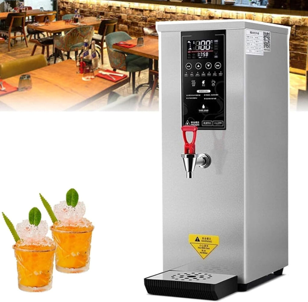 Instant Hot Water Dispenser, Automatic Commercial Hot Water Pot with Filter Lcd Display Water Boiler Desktop Electric Hot Water Boiler with Spout for Coffee Home Office Silver