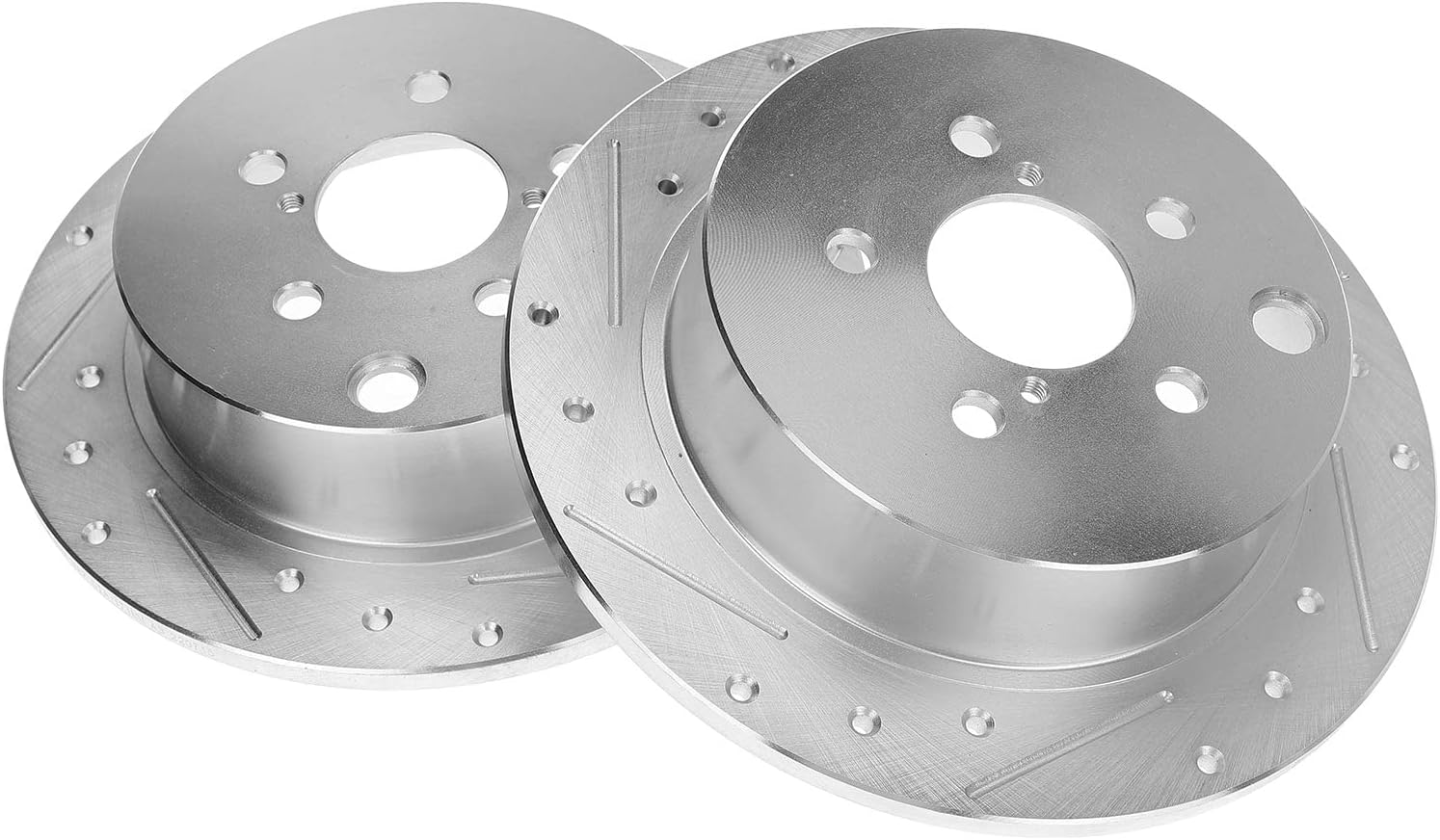 A-Premium 10.78 inch (274 mm) Rear Drilled and Slotted Disc Brake Rotors + Ceramic Pads Kit Compatible with Select Subaru Models - Crosstrek 2016-2020, Forester 2014-2018, Impreza, XV Crosstrek