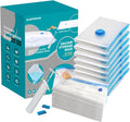 Vacuum Storage Bags Set, 16 Pack Reusable Compression Bags with Hand Pump, for Clothes, Blankets, Comforters