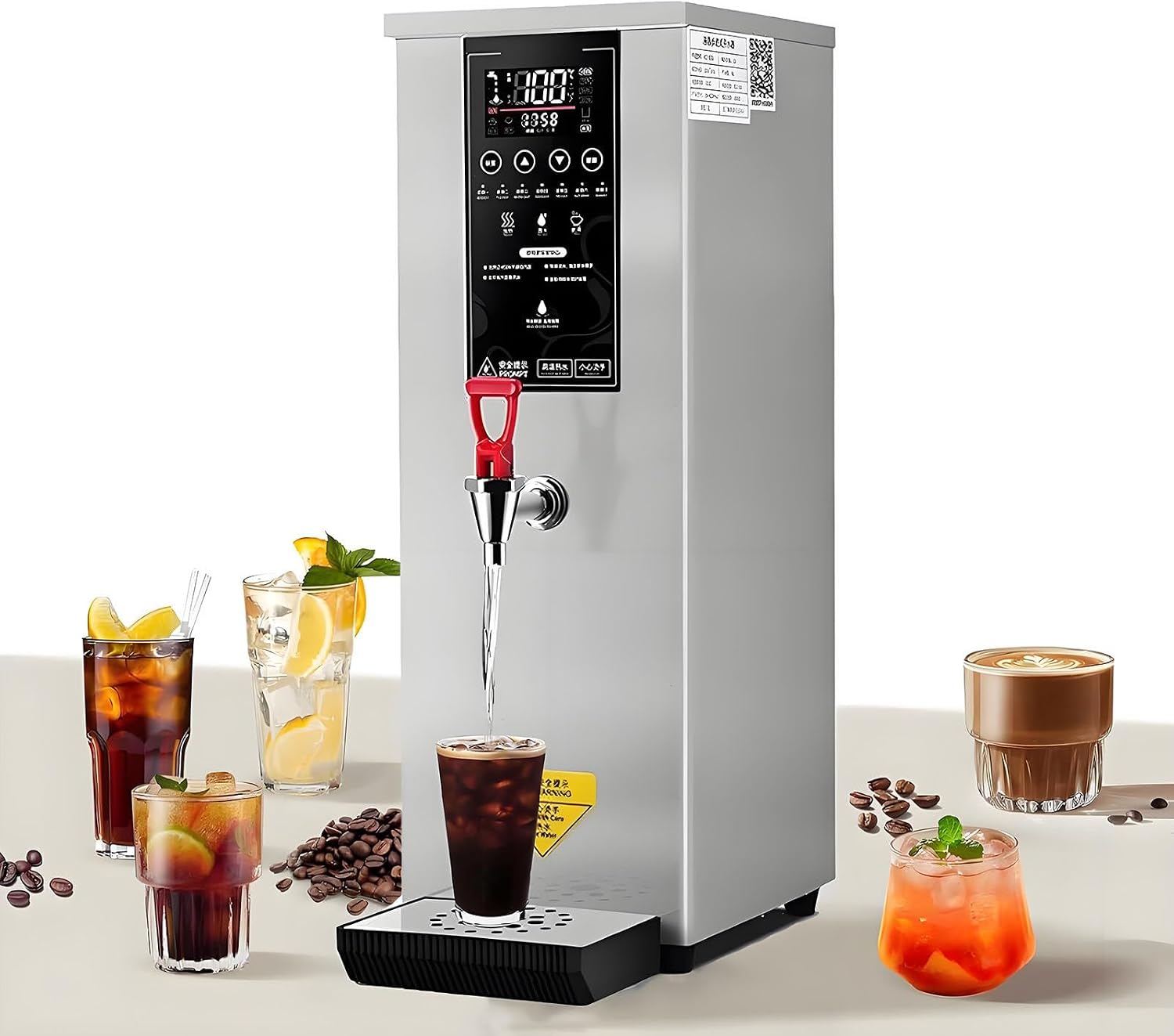 Commercial Hot Water Dispenser, Electric Water Boiler and Warmer Machine, Step-Heating Countertop Water Dispenser with 86-212 Temperature Control Silver