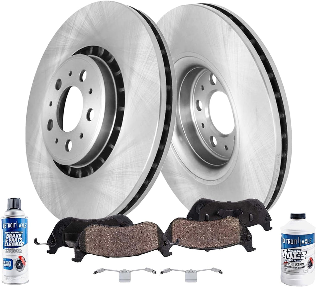 Detroit Axle - Front Brake Kit for 03-14 Volvo XC90 Disc Brakes Rotors Ceramic Brakes Pads 2003 2004 2005 2006 2007 2008 2009 2010 2011 2012 2013 2014 Replacement : 13.23' inch Rotor