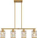 MEXO Gold Crystal Pendant Light Fixture for Kitchen Island Dining Room, Farmhouse Chandelier Gold Close to Ceiling Lightings Over Table