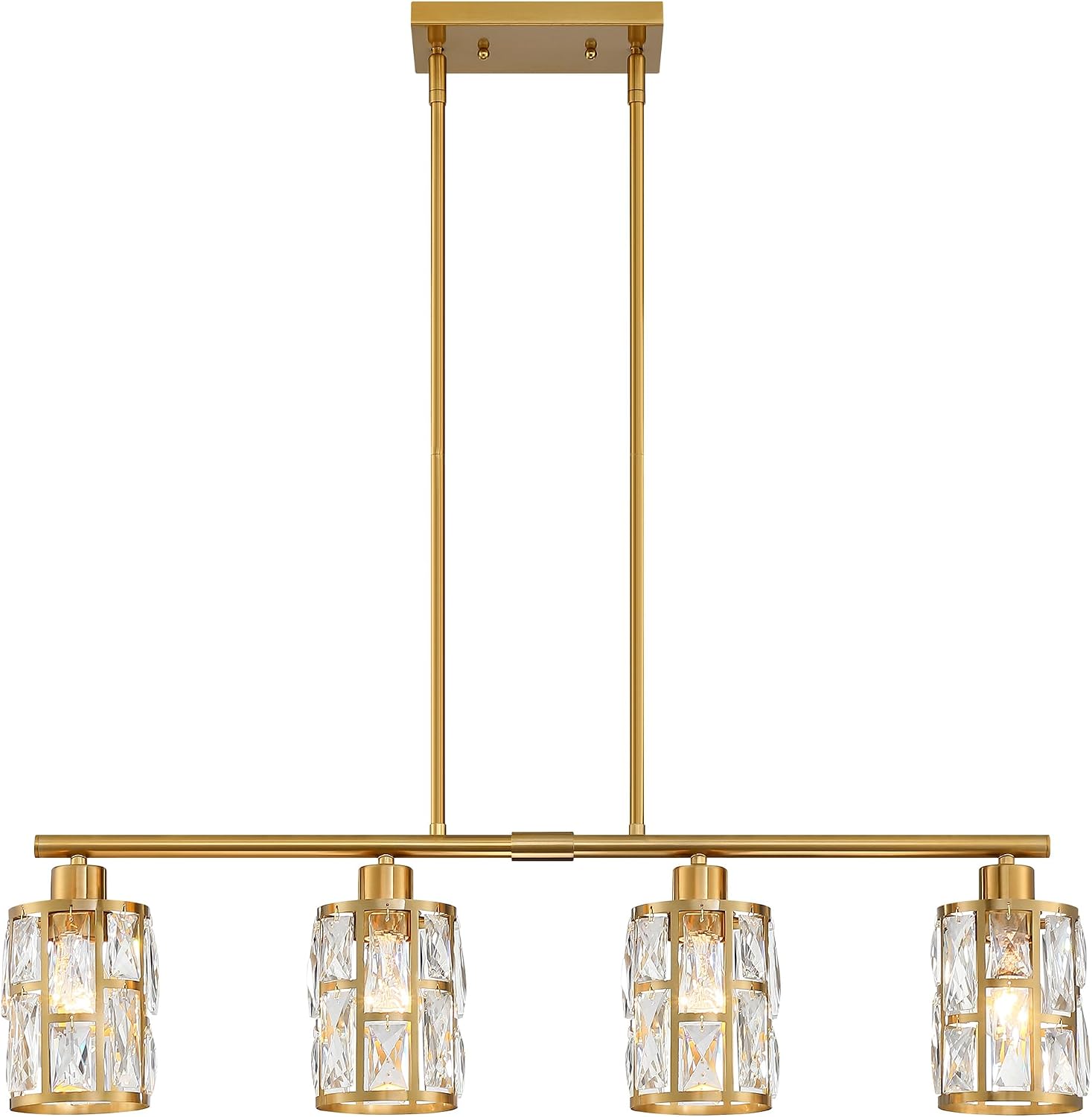 MEXO Gold Crystal Pendant Light Fixture for Kitchen Island Dining Room, Farmhouse Chandelier Gold Close to Ceiling Lightings Over Table