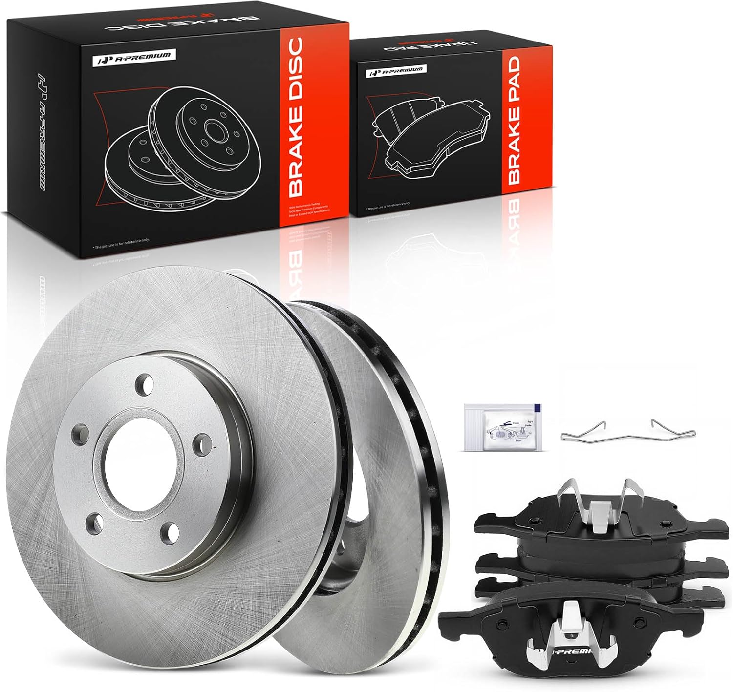 A-Premium 10.94 inch (278mm) Front Vented Disc Brake Rotors + Ceramic Pads Kit Compatible with Select Volvo and Ford Models - Focus 2012-2018, C30 2012-2013, S40 2004-2011, 6-PC Set
