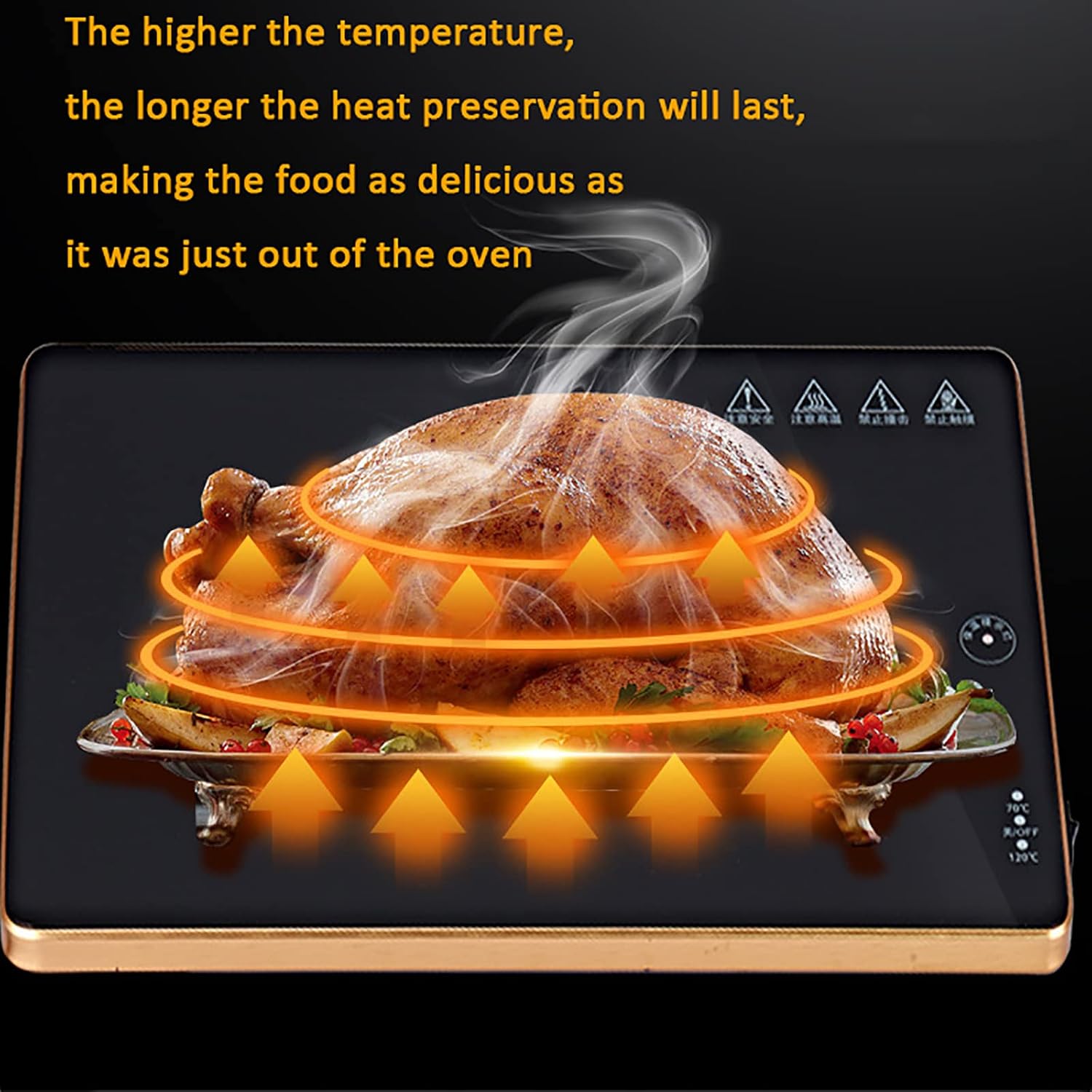 Plate Warmer Electric Food Warmer Plate Glass Warming Tray Electric Warming Tray Keeps Food Hot with AdjusTemperature Control Hot Plate for Buffets Parties Home Dinner