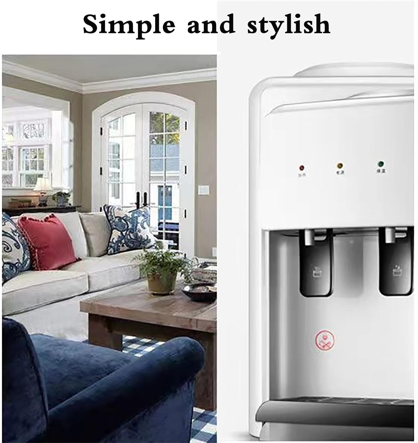 Portable Water Dispenser, Hot Cold Function, High Capacity Electric Dispenser with 2 Tap and Stainless Steel Inner Container, Bottled Water Desktop Water,