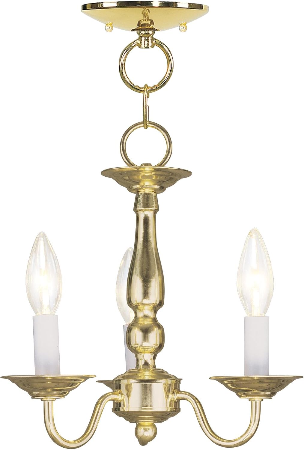 Livex Lighting 5009-02 Williamsburgh 3-Light Convertible Hanging Lantern/Ceiling Mount, Polished Brass