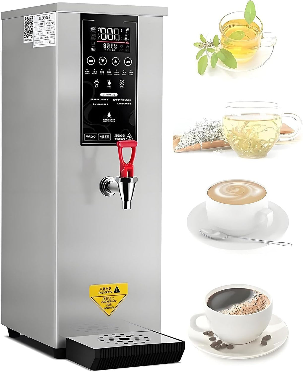 Electric Water Boiler Warmer 8L Water Boiler,Step-Heating Countertop Water Dispenser,LCD Display,Stainless Steel Hot Water Machine for Restaurant, Hotel, Office,Cafes Silver