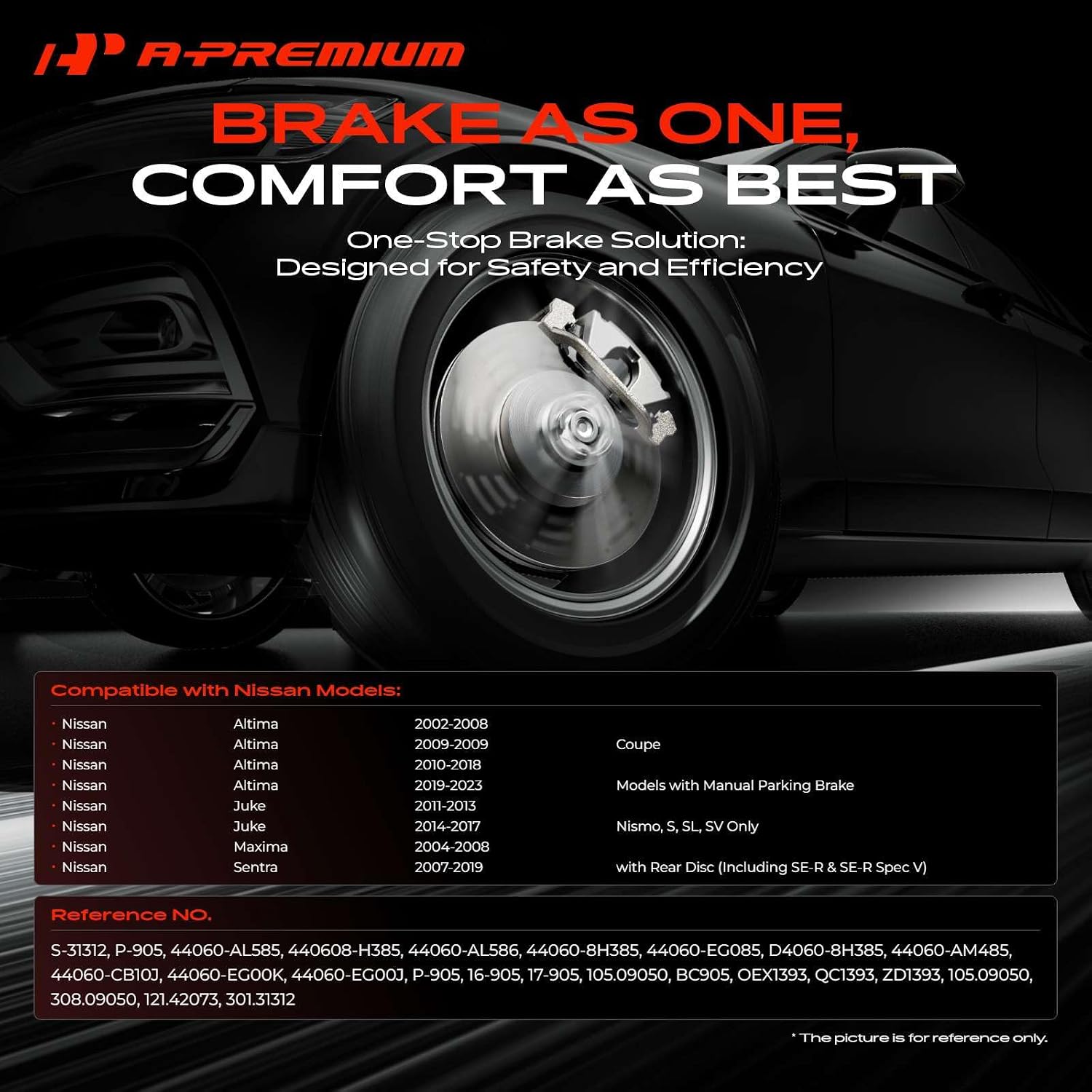 A-Premium 11.48 inch(291.7 mm) Rear Drilled and Slotted Disc Brake Rotors + Ceramic Pads Kit Compatible with Select Nissan Models - Altima 2002-2023, Juke 2011-2017, Maxima 2004-2008, Sentra 2007-2019