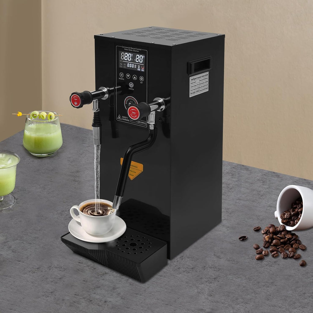 Water Boiler Eletric Commercial Hot Water Dispenser Countertop 3.2 Gal Black Automatic 3000W Rapid Heating for Tea Boba Tea Milk Tea Restaurant Hotel