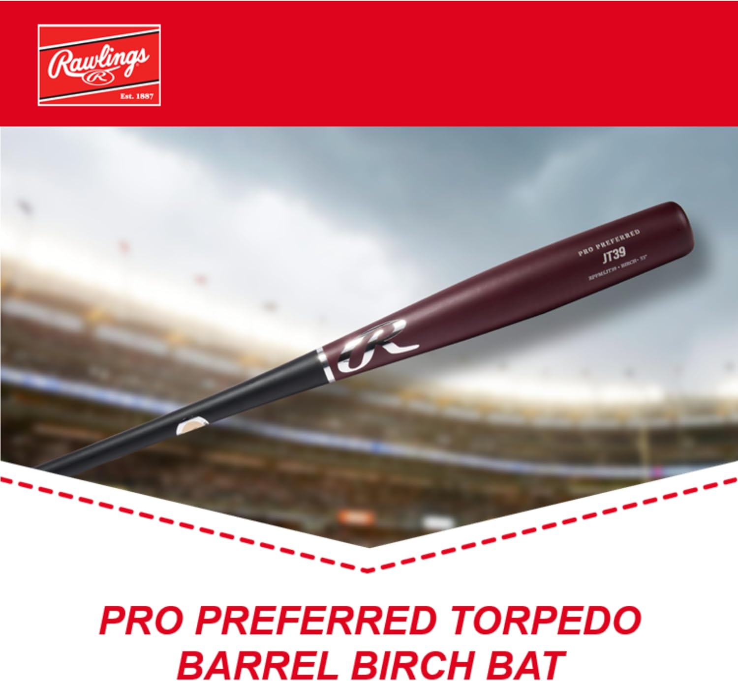 Rawlings | Torpedo Barrel JT39 Birch Wood Baseball Bat | Pro Preferred Collection