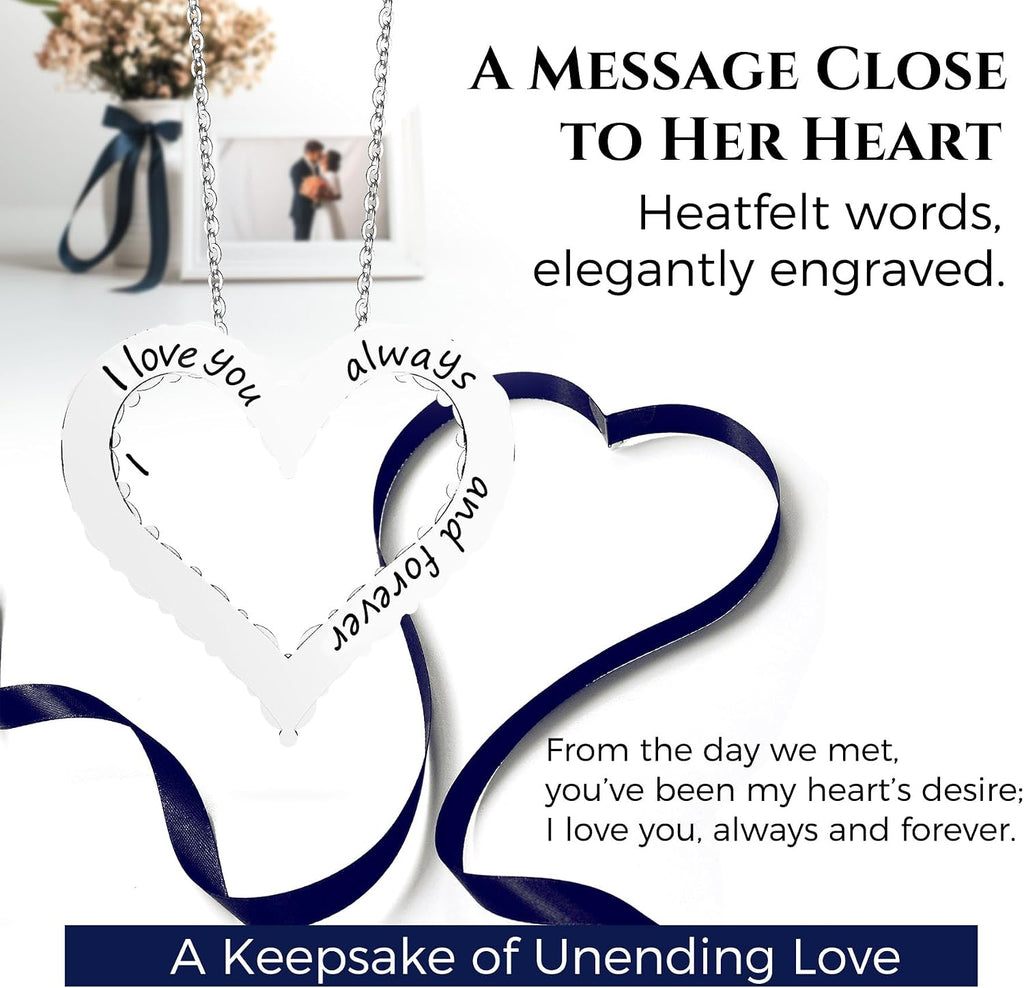 Heart Pendant Necklace for Her Moissanite Lab-Created Gem Jewelry for Women I Love You S925 Sterling Silver Gifts to Wife Girlfriend Mom Daughter Anniversary Birthday Christmas Valentines Day